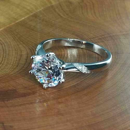 2.00Ct Round Natural Diamond Solid 14K White Gold Luxurious Engagement Ring