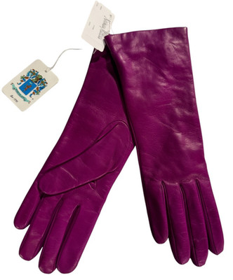 Portolano Leather Gloves Fuchsia Size 8.5 Cashmere Lined Luxury Winter