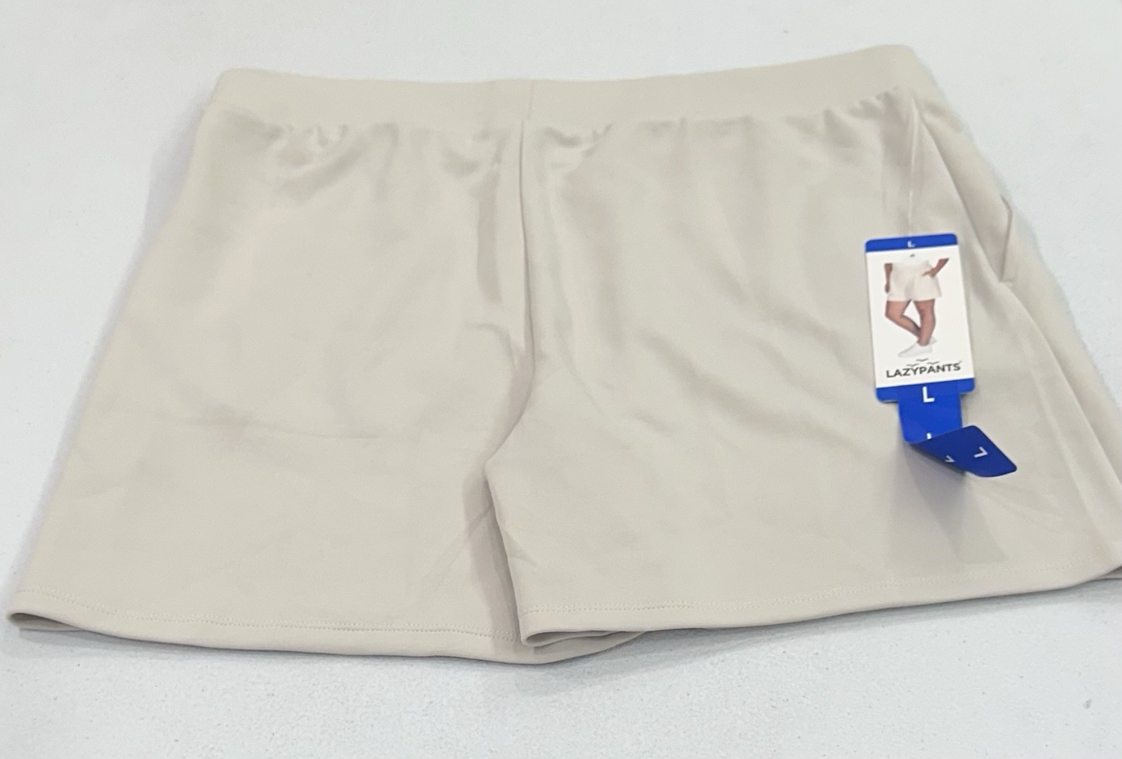 LazyPants Women's Active Luxe Pockets Stretch Soft Shorts, Cream, Size L