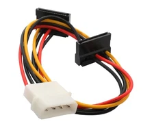 12" Molex to Dual SATA Right Angle Power Cable - SY-CAB40018