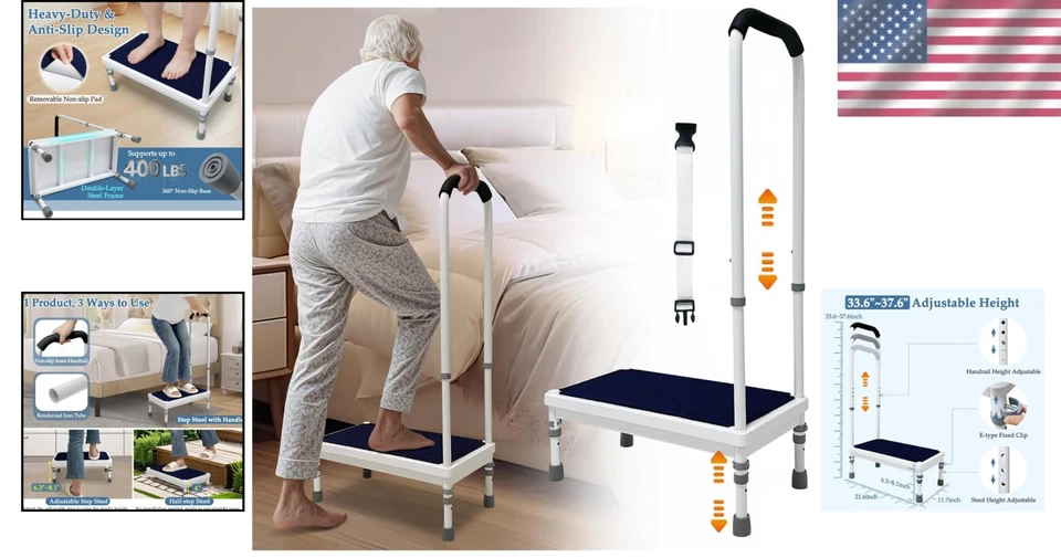 Durable Iron Step Stool with Adjustable Height for Seniors - Safe Mobility - Image 2 of 4