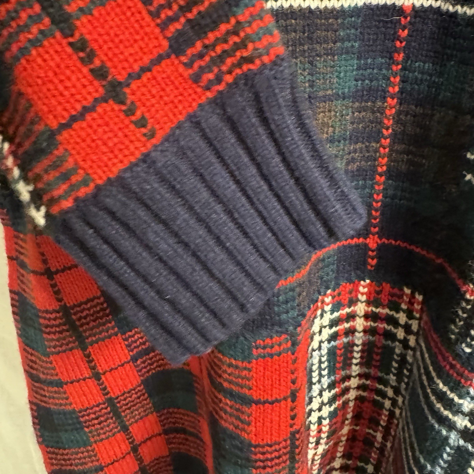 Polo Ralph Lauren Patchwork Plaid Wool Blend Sweater Red/Black Men's Size L -NEW image 3