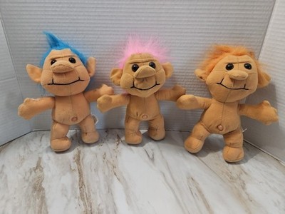 Troll-Kins Plush Doll Lot Of 3 Hair Soft Plush Belly Button 8  1991 Acme