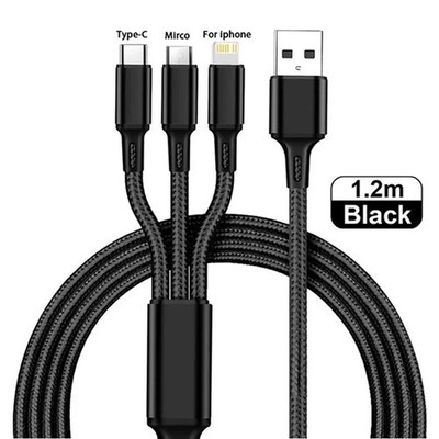 3 in 1 Fast USB Charging Cable Universal Multi Function Cell Phone Charger Cord