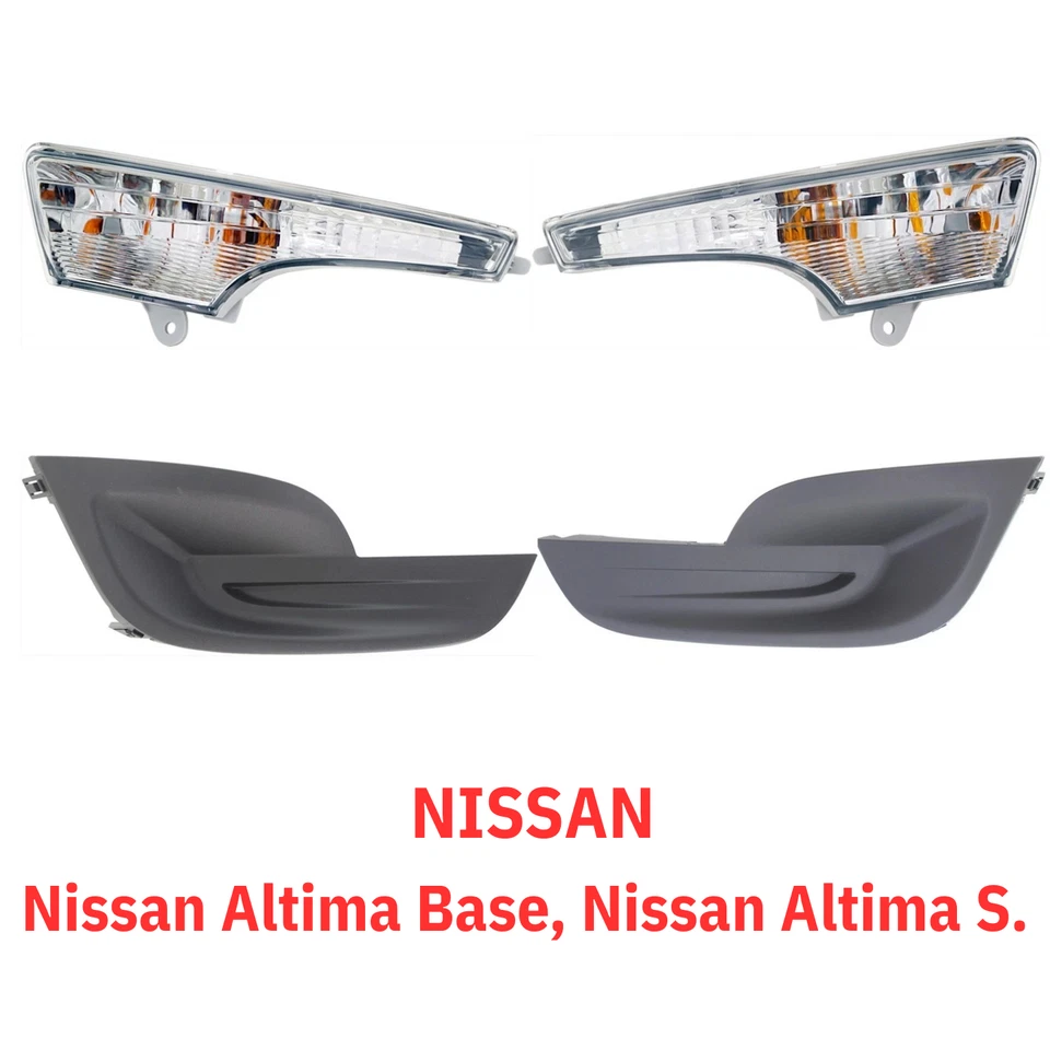 Cubierta de faro antiniebla Nissan Altima 2013-2015 + luz de señalización derecha y derecha, kit de 4 piezas, texturizada Foto 2 de 4