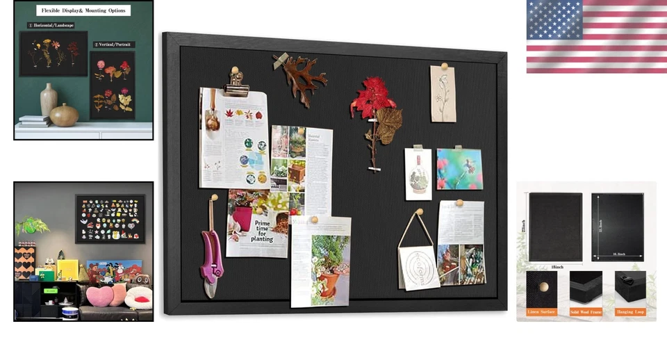 Large Bulletin Board, 23 "x18 Black Cork Boards fo - Image 2 of 4