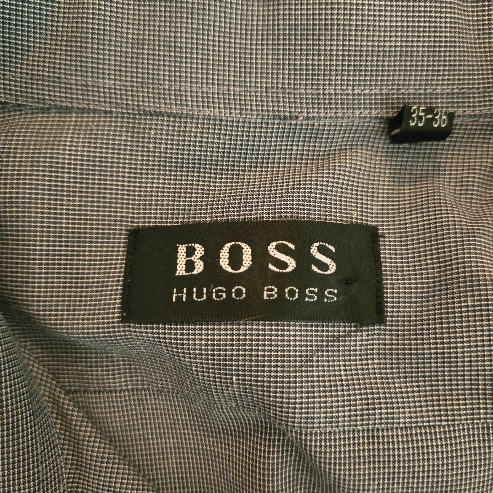 Hugo Boss Mens Dress Shirt 17.5 35/36 Grayish blue Long Sleeve Button Up Classic thumbnail 3