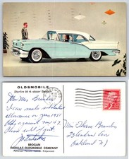 1957 Oldsmobile Starfire 98 4-door Sedan Brogan Olds Ridgewood Nj Postcard Zl10