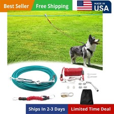 Dog Runner for Yard, Heavy Duty 100FT Dog Runs for outside with 10FT Tie Out Cab
