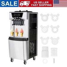 Commercial 2+1 Flavors Ice Cream Machine 2200W Vertical Soft Serve w/LCD Display