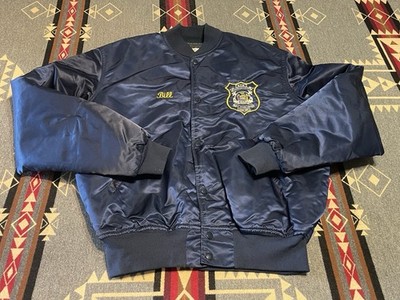 Vintage NY Harbor Master Bay Constable Satin Jacket USA XL Bill Embroidered HR