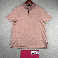 Ted Baker Polo Shirt Size 5 Mauve Heather Geometric Collar Casual Knit Mens