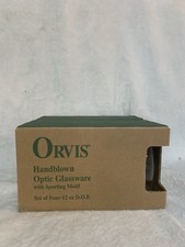 Orvis Hand blown Optic Glassware With Sporting Motif D.O.F. Set Of 4 12 Oz