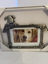 Metal Holiday Picture Frame, Dog, NIB, Holds 4 X 6 Photo