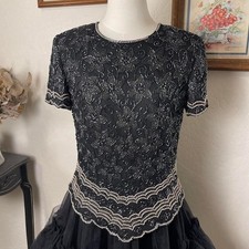 Vintage 80s Boutique Evening Beaded Silk Top