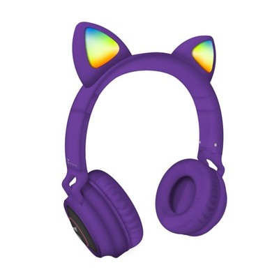 Kopfhörer - Techmade Headset Funny Led Bt + Mikrofon Purple