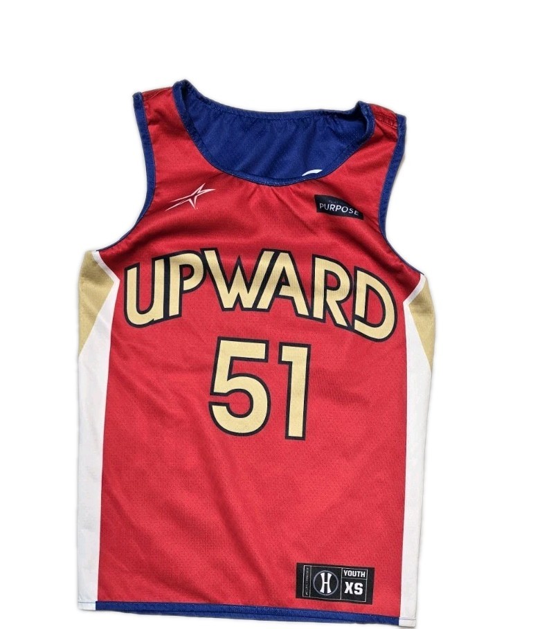 Upward basketball reversable jersey #51 sizexS Red/blue/gold