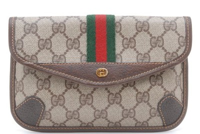 Rang A* GUCCI Vintage GG small Clutch Bag / Pouch Beige PVC