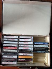 Mixed Music Cassette Tapes Lot Of 23 W/ Storage Carrying Case Slight Wear Inside
