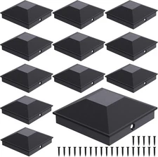 4x4 Post Caps Black(Actual 3.5" x 3.5"), 12 Pack Fence Post Caps with 24 Scre...