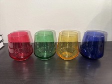 Stemless Colored Wine Glasses Set of 4