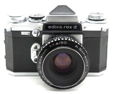 ULTRA RARA FOTOCAMERA REFLEX PELLICOLA WIRGIN EDIXA-REX D 35 mm obiettivo SCHAHT TRAVELON 50 1.8