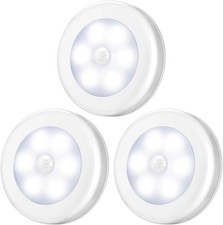 AMIR Motion Sensor Light, 3 Pack Stick-On Cabinet Night Light, Battery Powered S