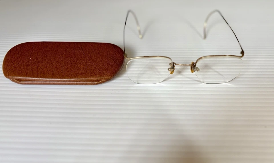 Gafas vintage Rimway rellenas de oro borde 12k con estuche Foto 3 de 4