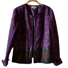Coldwater Creek Purple Multi-Color Open Front Blazer Jacket Size 14 EUC