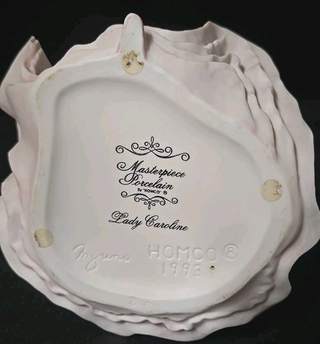 Homco Home Interiors Masterpiece 1993 9" Porcelain Lady Caroline In Ball Gown - Picture 7 of 7
