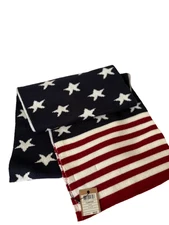 Johnston & Murphy Winter Flag Scarf Patriotic Red White Blue Americana