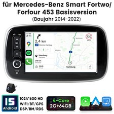 Carplay Autoradio GPS BT F&uuml;r Benz Smart Fortwo/Forfour 453 Basisversion 2014-22
