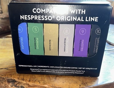 ROSSO CAFFE Espresso Capsules for Nespresso Machines - 120 Coffee Pods... 