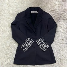 USED CURRENT CHRISTIAN DIOR SILK BLEND TAILORED JACKET NAVY I40 GOOD