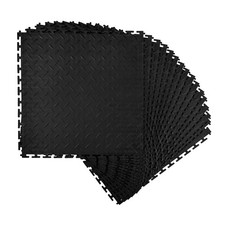 Uimoso Interlocking Garage Floor Tiles, 16 Pack, 20.2x20.2x0.2 in, Black PVC