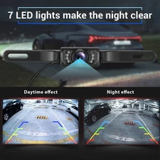 12V 7 LED CMOS Car Rear View Backup Parking Reverse Camera Back 720p Waterproof