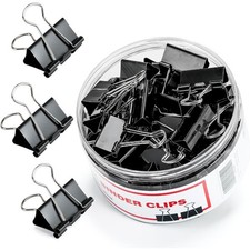 Medium Binder Clips 48 Pack, 1.25 Inch Black Paper Clips for Office School Home