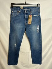 Levi's 501 '93 Mens Blue Diestressed Button Fly Stretch Straight Leg Size 32x32