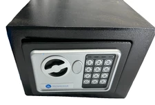 Homegear Metal Steel Safe W/Key Black Mini Wall-in Style Electronic Code-USED