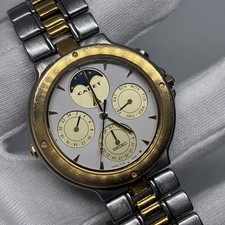 Vtg 1999 SEIKO Cadet Moon Phase 7F39-6050 35mm Quartz Men's Watch - Stunning 