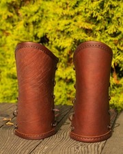Mytholon Borg Armschienen Leder Braun Larp Mittelalter #15313