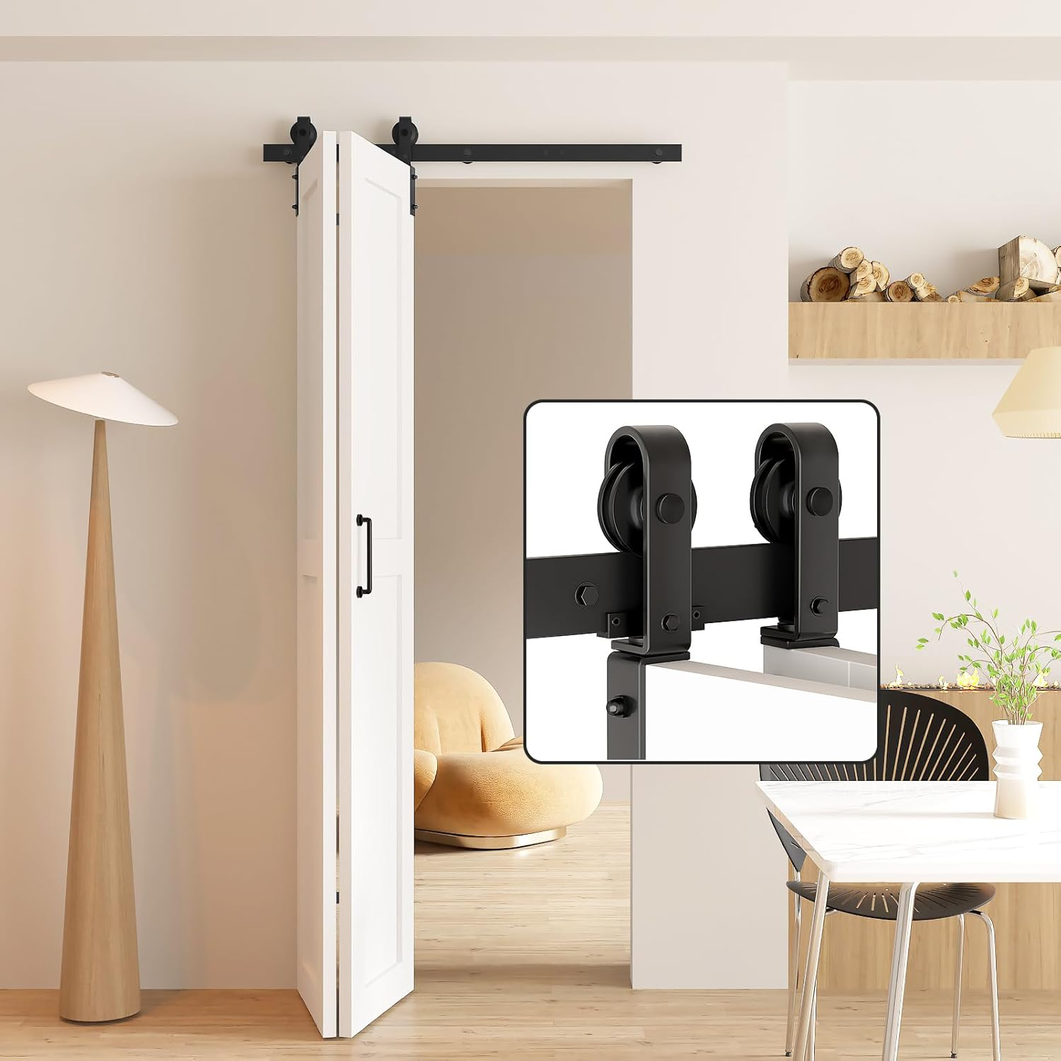 Bifold Barn Door Hardware Kit with 36-Inch Track for 2 Panels, Doors Sold Separately