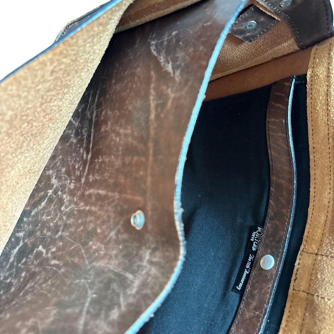 PORTER GROUND 70th Anniversary Leather Messenger Bag Vintage Dark Brown Japan