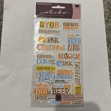 Rare NIP Sticko Stickers - Drinks Delight BEER Caption Stickers Embellishments