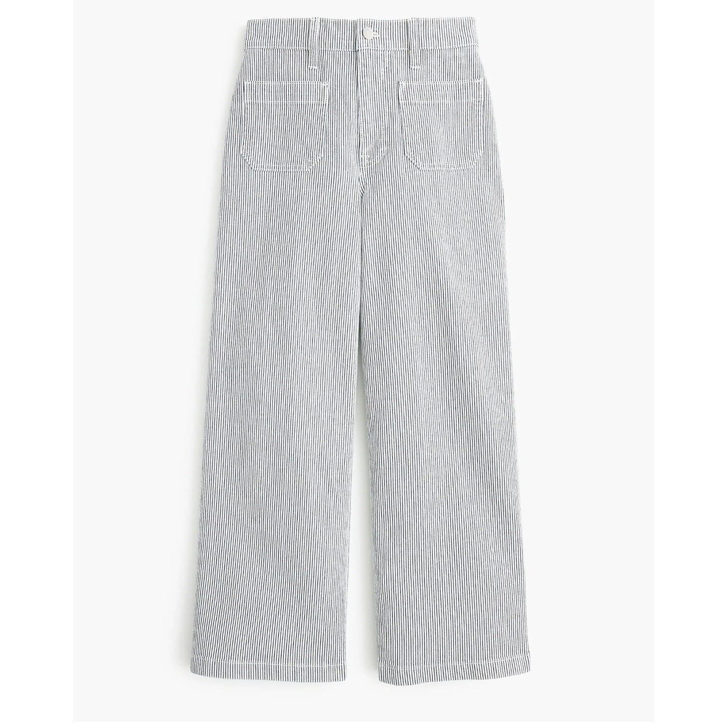 J. Crew Striped patch pocket wide leg cropped pant - image 1