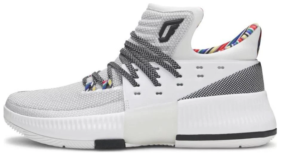 Adidas Dame Lillard 3‎ Basketball Shoes Mens 14.5 White Black Multi Color Bounce Adidas Dame Lillard 3 Basketball Shoes Mens 14.5 White Black  main image 4