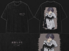 Anime Aesthetic Boy Washed T-Shirt Vintage Manga Graphic Tee