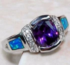 Treated 2CT Amethyst & Australian Opal Inlay 925 Sterling Silver Ring Sz 7 GA4-5