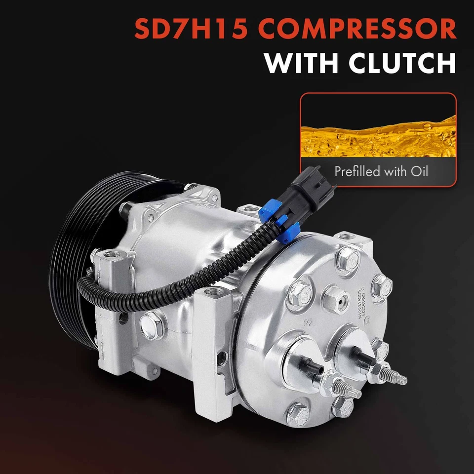 A/C Compressor w/ 8-Groove Pulley for Kenworth T660 T680 T880 Peterbilt 365 367 - Image 3 of 4