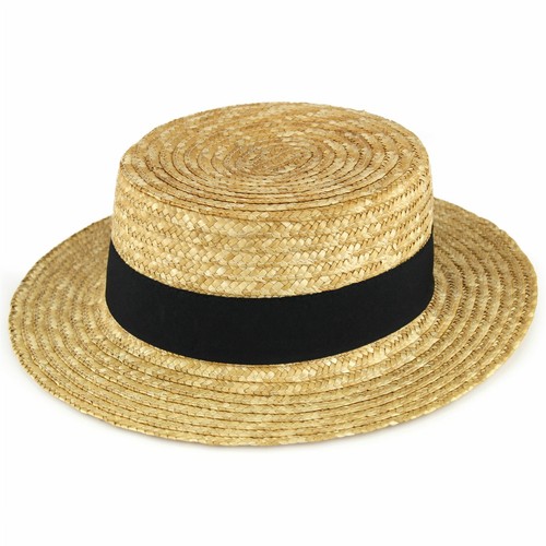 Straw Boater Hat Black Band Punting 